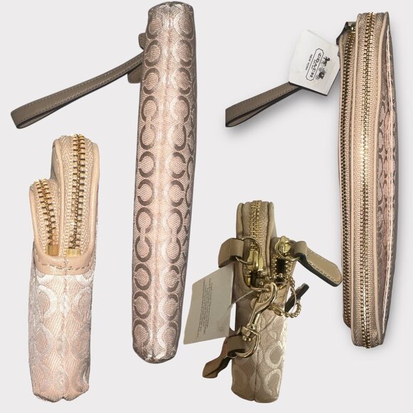 Coach Madison Double Zip Wristlet 51221 Pink Pearlescent OP Art Canvas Wallet - Picture 4 of 9